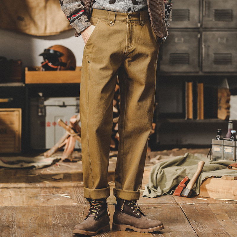 American Simple Overalls Mens Spring New Style British Retro Mens Casual Pants Straight Pants