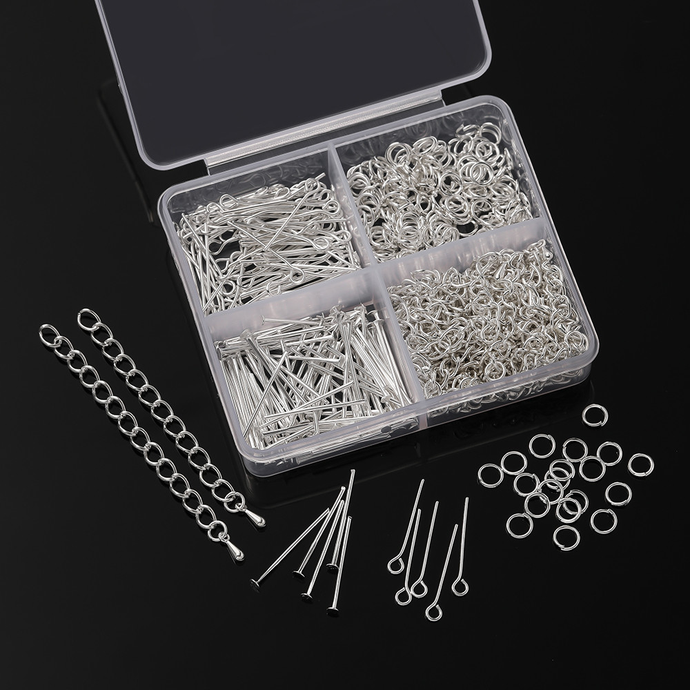 St. kunkka 4 Grid Handmade Jewelry Accessories Set Extension Chain Open Ring Set for DIY Jewelry Accessories