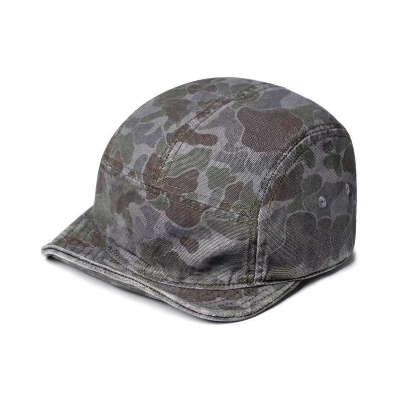 สไตล์อเมริกันย้อนยุคพรางหมวกผู้ชายเครื่องมือสไตล์ปีกนุ่ม5แผงหมวกสําหรับใบหน้าขนาดเล็กสั้นปีกคณะกรรมการหมวกเบสบอล - รูปที่ 4