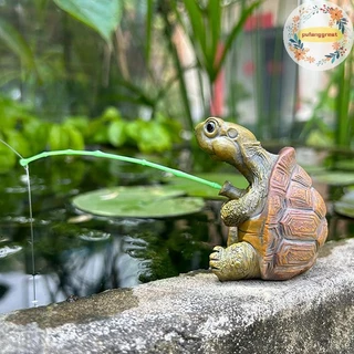 Pufanggreat Creative เชือกตกปลาเต่ารูปปั้นน่ารักจําลองเต่าเรซิ่นตุ๊กตาสัตว์ประติมากรรมเครื่องประดับกลางแจ้งตกแต่งสวน TH