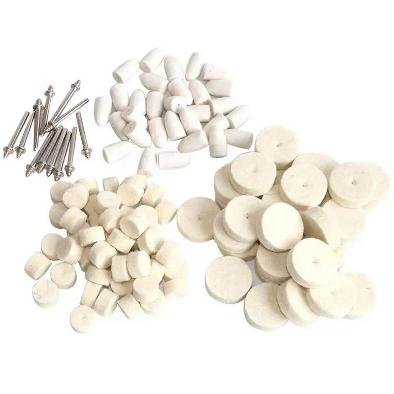 20pc/30pc/50pc Wool Felt Polishing Buffing Round Wheel Grinding Pad 3mm Shank For Dremel Rotary Tool