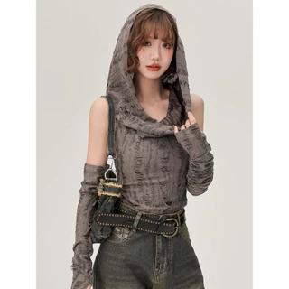 ShineSatin ฤดูร้อน ผู้หญิง หลุมแตก เสื้อกั๊ก เสื้อคลุมด้วยผ้า แขนแขน 290