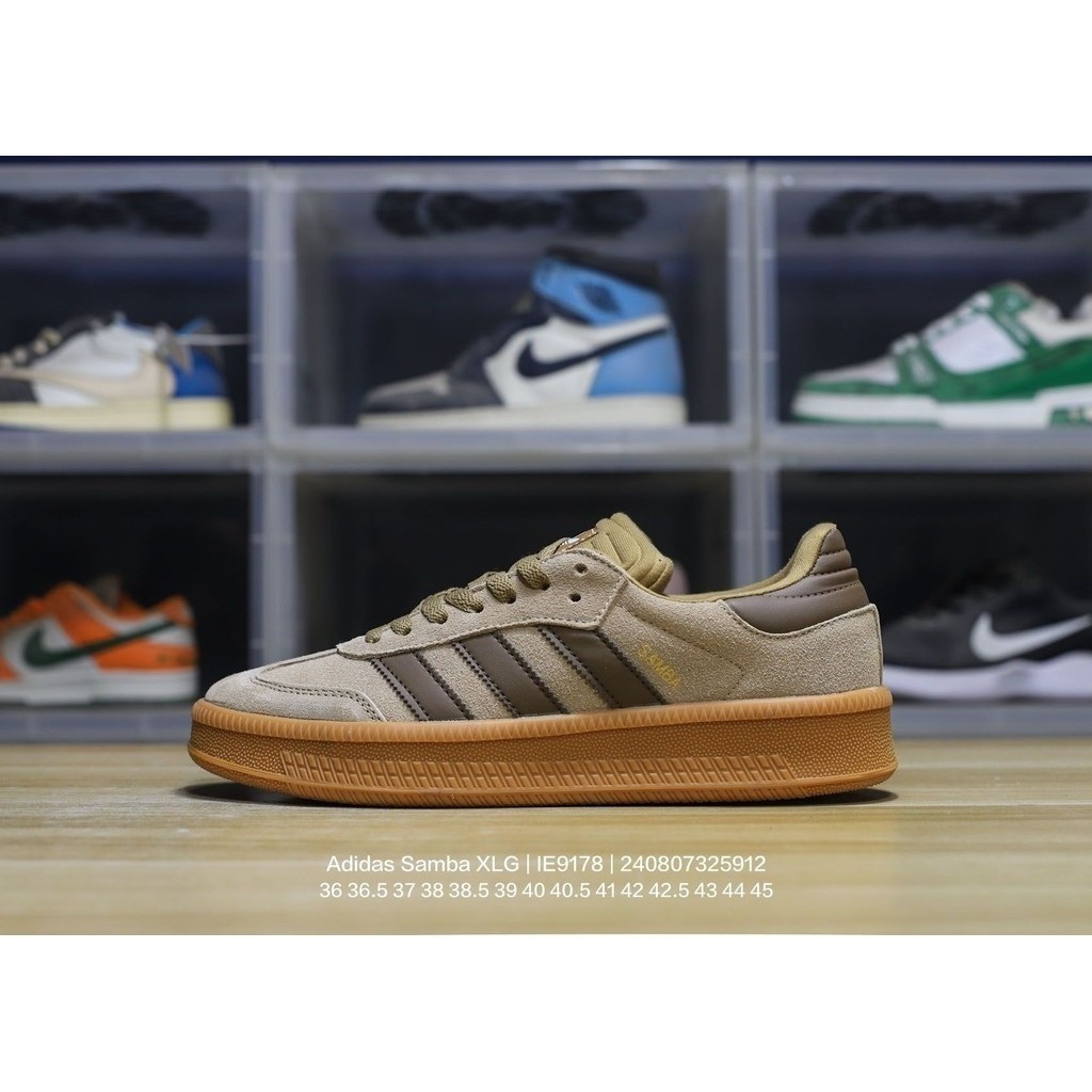 ADIDAS samba XLG Heavy Sole รองเท้าผ้าใบสีดำ/ สีเทา/สีแดง /gum samba-Plus