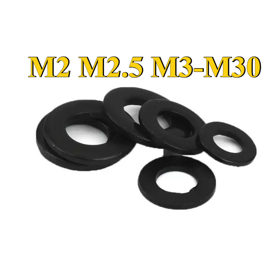 เกรด 8.8 แหวนอีแปะ แหวนรอง น็อตสกรู  สีดํา   / Flat Washer M2/M2.5/M3-M30 (BY-BM-TH-w)