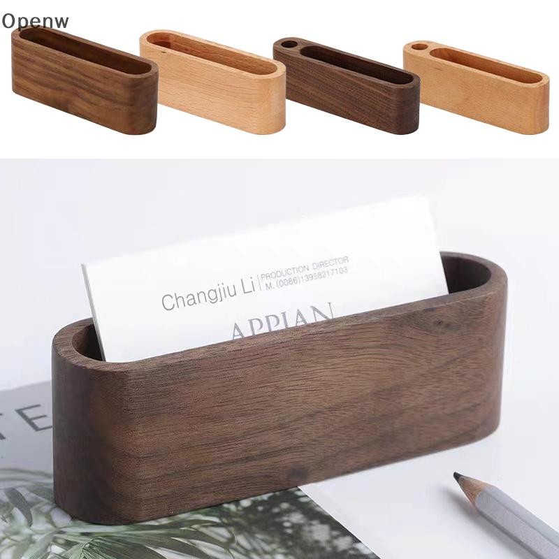 Openw แท่นวางนามบัตรไม้ Organizer พร้อมช่องใส่ปากกา แท่นโชว์นามบัตรพร้อมช่องเก็บ ที่ใส่การ์ดสํานักงาน