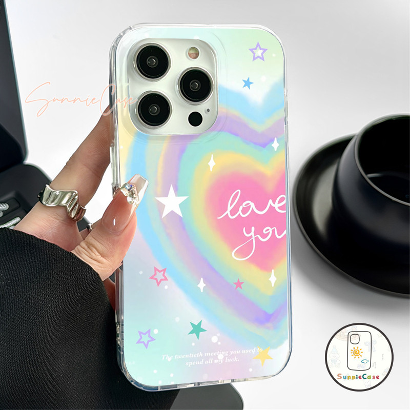 ความรัก เคสไอโฟน12 สำหรับ IPhone 11 13 14 15 16 12 Pro Max 8Plus 7Plus XS X XR Max 7 8 16 15 Plus SE ระลอกน้ำ เคส