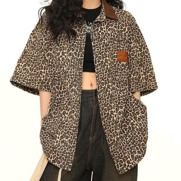 *พร้อมส่งจากไทย* เสื้อเชิ้ตลายเสือ คอปกลูกฟูก M-2XL (No.163)
