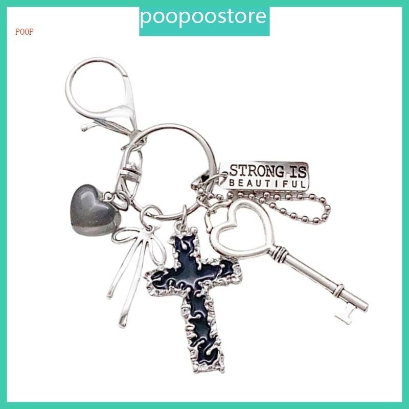 Poop แฟชั่น Heart Lock Bows พวงกุญแจแฟชั่นพวงกุญแจโลหะที่ไม่ซ้ํากันกระเป๋าถือ Charm ตกแต่งสําหรับผู้ชายและผู้หญิง