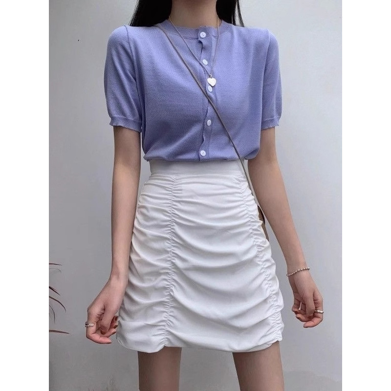 Black y2k mini short skirt ดํา สุ่ม กระโปรงสั้น จีบ พีท น่ารัก กระโปรงทะเล เอA พองๆ มุ้ง รัดรูป - รูปที่ 2