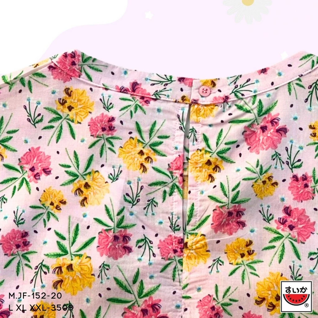 เสื้อแตงโม SUIKA คอจีนแขนสั้น ติดกระดุมหลัง ลายดอกไม้ M.JF-152 thumbnail 7