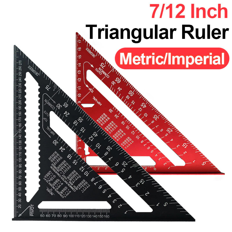COD ฉากสามเหลี่ยมอลูมิเนียม ขนาด 7 นิ้ว และ 12 นิ้ว วัดมุม ไม้โปรแทรกเตอร์ สามเหลี่ยมเมตริก เครื่องมือวัดความแม่นยำ