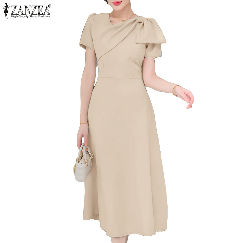 ZANZEA ชุดเดรสปาร์ตี้ design คอไม่สม่ำเสมอ สไตล์เกาหลีสำหรับผู้หญิง