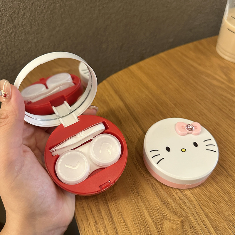 Kawaii Kt Cat คอนแทคเลนส์การ์ตูนน่ารัก Kt Cat แบบพกพามินิคอนแทคเลนส์กล่อง Travel Beauty นักเรียนกล่องเก็บของขวัญ-PY