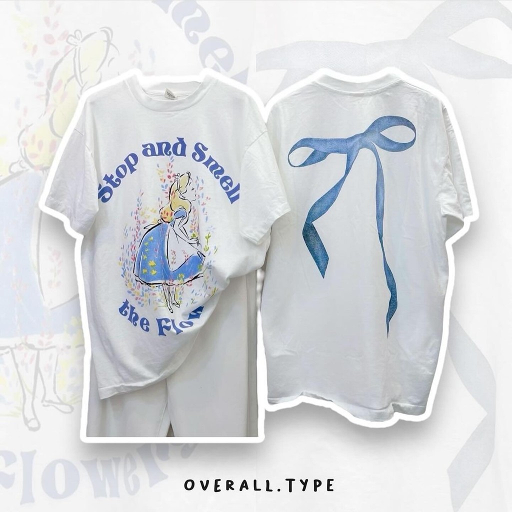 REOY_STUDIO Alice's Adventures in Wonderland เสื้อยืดผู้หญิง โอเวอร์ไซส์ สไตล์ฮิปฮอป เนื้อผ้านุ่ม สีสวย ใส่สบาย