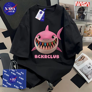 【พร้อมส่ง】🔥NASA ทรงโอเวอร์ไซส์ คอกลม แขนสั้น ผ้าฝ้ายแท้100%🦈ลายปลาฉลาม เสื้อ ใส่ได้ทั้งชายหญิง เสื้อยืดYG519