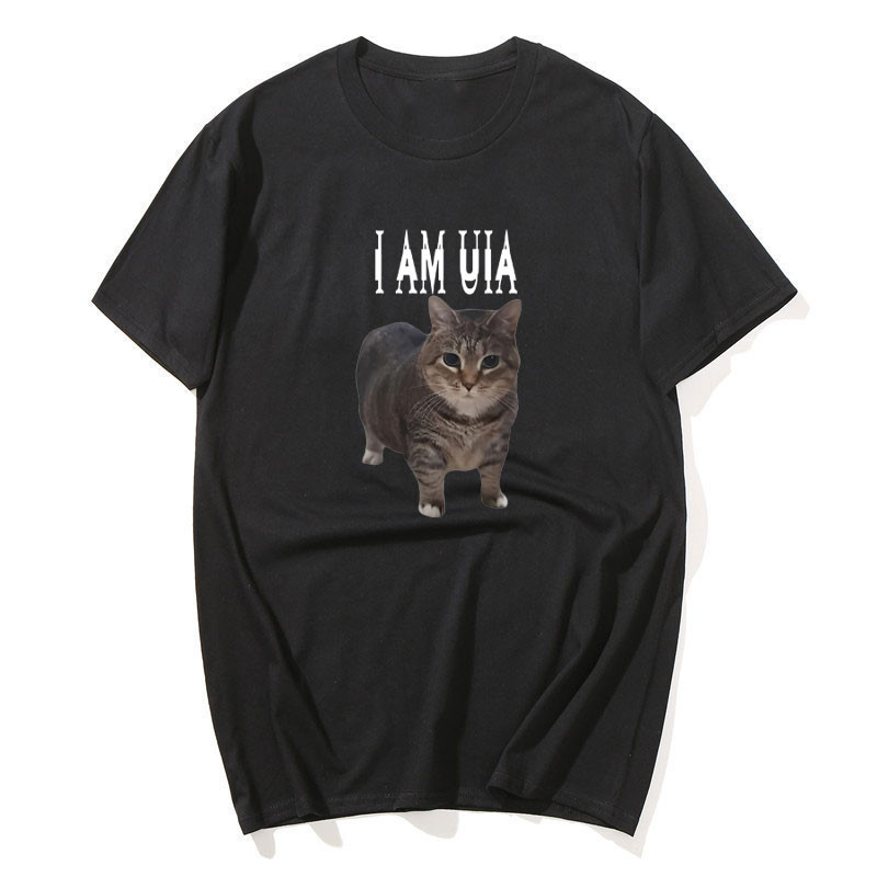 "I Am Uia Cat เสื้อยืดผู้ชายผู้หญิง Hip Hop เพลงผ้าฝ้ายแขนสั้นรอบคอเสื้อยืดผู้ชายสบายๆผ้าฝ้ายเสื้อยื