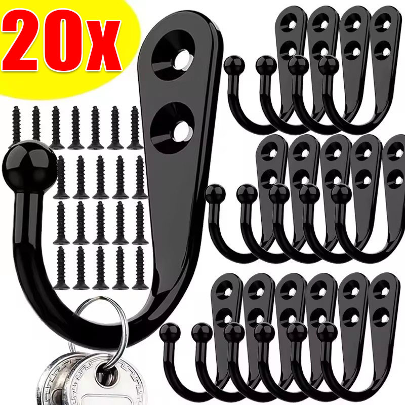 5/10/20/30 ชิ้น Heavy Duty ตะขอติดผนังพร้อมสกรู/Double-holes Storage แขวนตะขอ/ติดผนัง Key ไม้แขวนเสื้อ