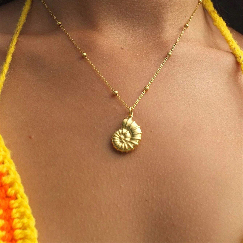 สร้อยคอลวดลายปลาดาวและสังข์งู สไตล์สมาร์ท ของขวัญวันหยุด พาหนะเสริมริมทะเล