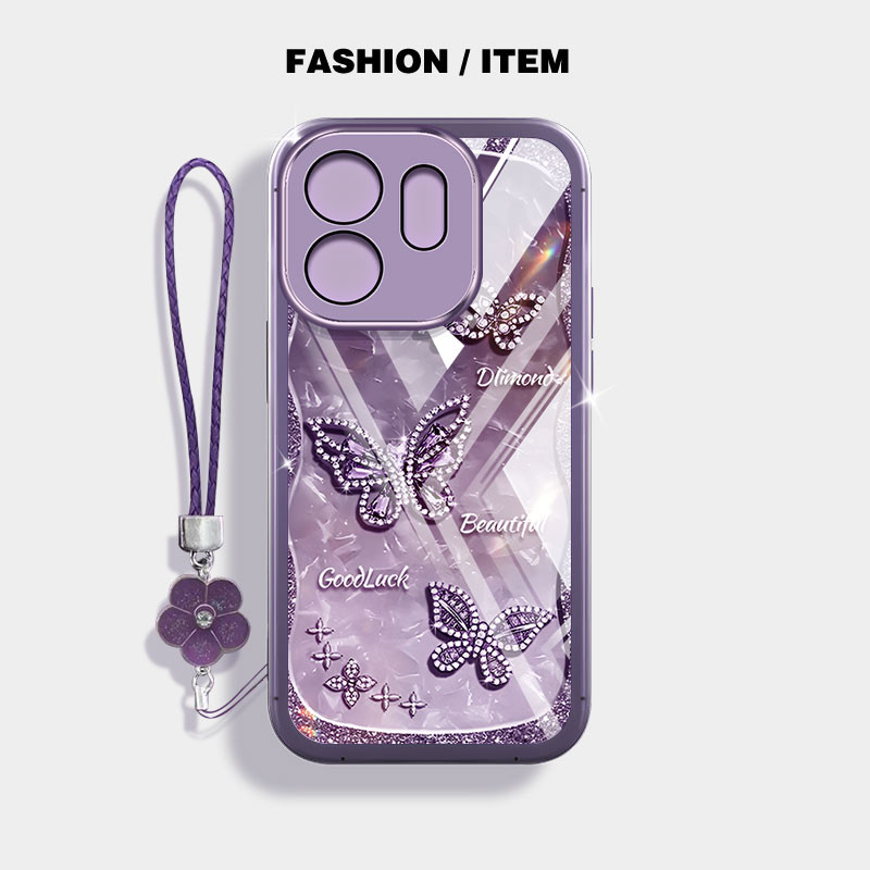 ปลอกสําหรับOppo Reno 14 5G Reno14 F Reno14 Pro 5G 14F Elegant Retroสไตล์ดอกไม้เชือกแขวนAnti Dropโปร่งใสเคสโทรศัพท์