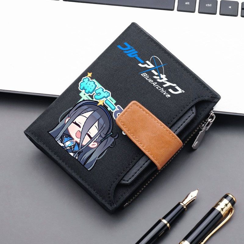 กระเป๋าสตางค์ Blue Archive (ผ้าใบ ปากกุญแจ) กระเป๋าใบเสร็จ นักเรียน