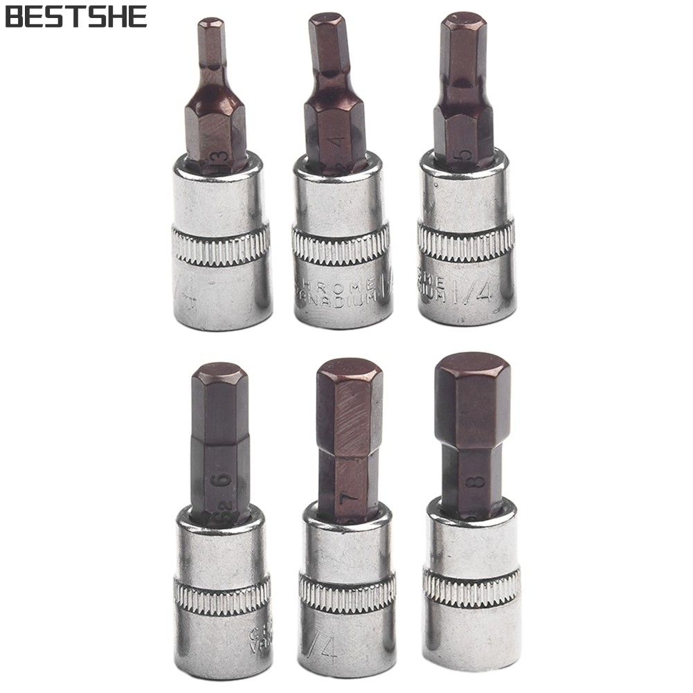 [bestshe] 3 ชิ้น Hex หัวไขควงบิต 1/4 นิ้วซ็อกเก็ตไดรฟ์เครื่องมือ H3 H4 H5 H6 H7 H8