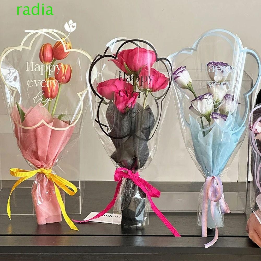 Radiantzap 50 ชิ้น Rose Bouquet Wrap Bag, DIY โปร่งใสดอกไม้บรรจุภัณฑ์ถุงพลาสติก, ถุงของขวัญมัลติฟังก์ชั่นแบบพกพากระดาษห่อช่อดอกไม้ Florist