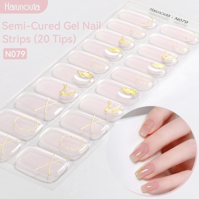 Harunouta เจลเล็บแถบ Patch Sliders กาวกันน้ําติดทนนานคลุมทั้งหมดสติกเกอร์เจลห่อเล็บ