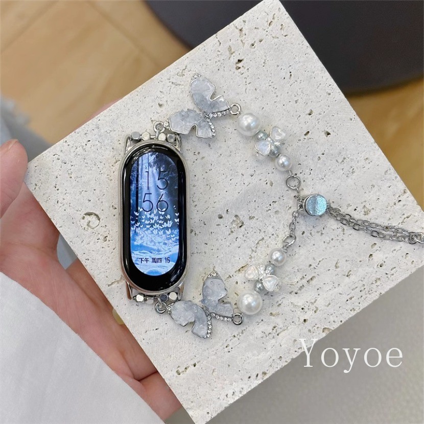 แฟชั่นแก้วคริสตัลผีเสื้อสายมุกสําหรับ เสี่ยวหมี่ ไมล์ วงดนตรี 10 9 8 7 มือโปร 6 5 4 3 9 8 คล่องแคล่ว สายรัดข้อมือโลหะลิงค์สร้อยข้อ