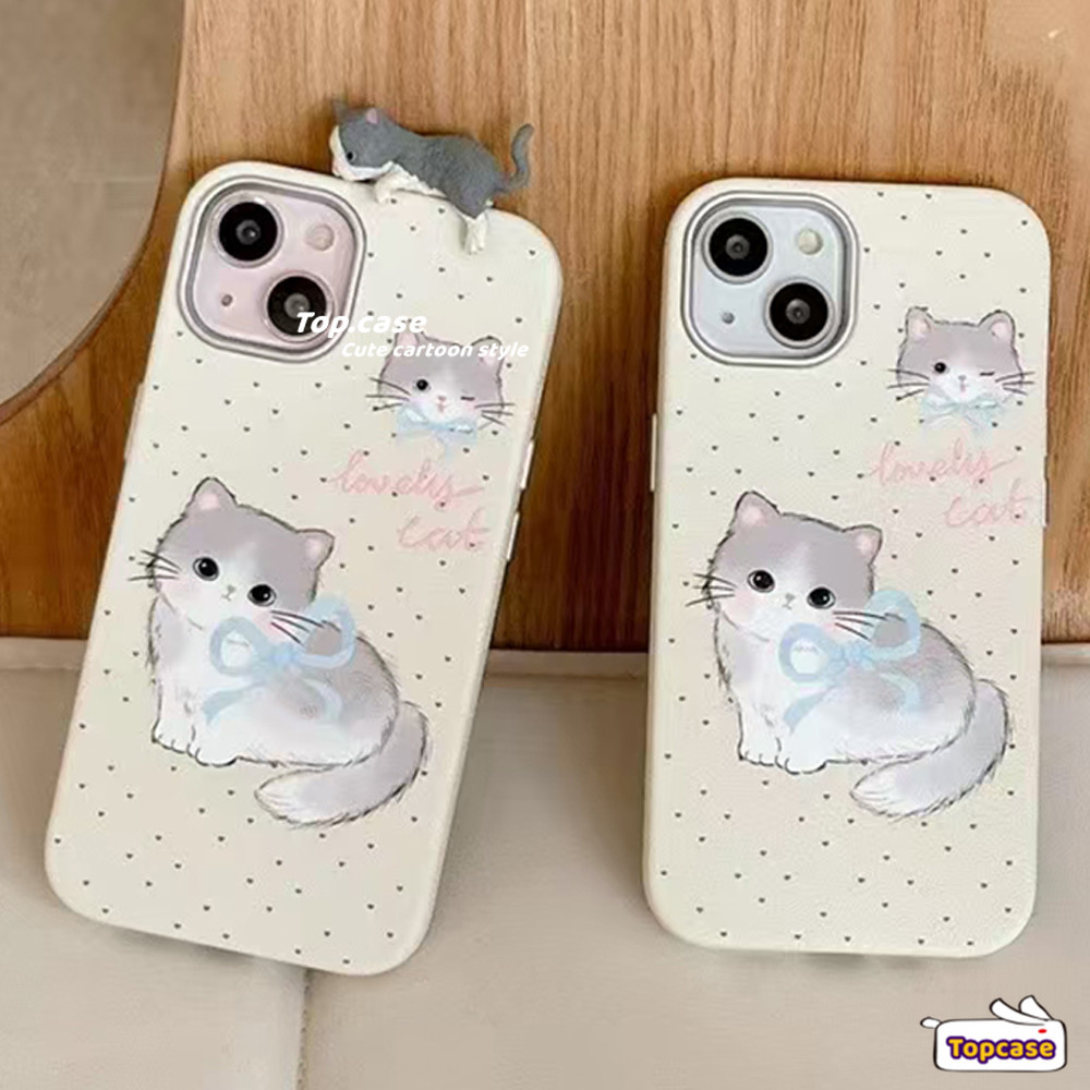 สําหรับ OPPO A3X A60 A79 A38 A18 A95 A94 A93 A92 A78 A76 A17 A16 A15 A31 A53 2020 3D Lucky Cat Bow ธรรมดารูปแบบหนังชุบเลนส์กรอบเคสโทรศัพท์ปกอ่อน - รูปที่ 3