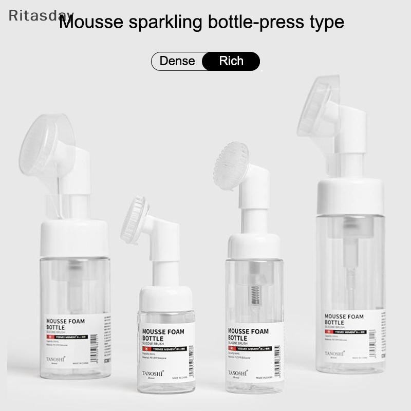 Ritasday 1PCS 30/60/100/150ml ว่างเปล่า Froth Foaming ขวดปั๊มซิลิโคนแปรงกดประเภททําความสะอาดใบหน้าโฟมขวดใหม่