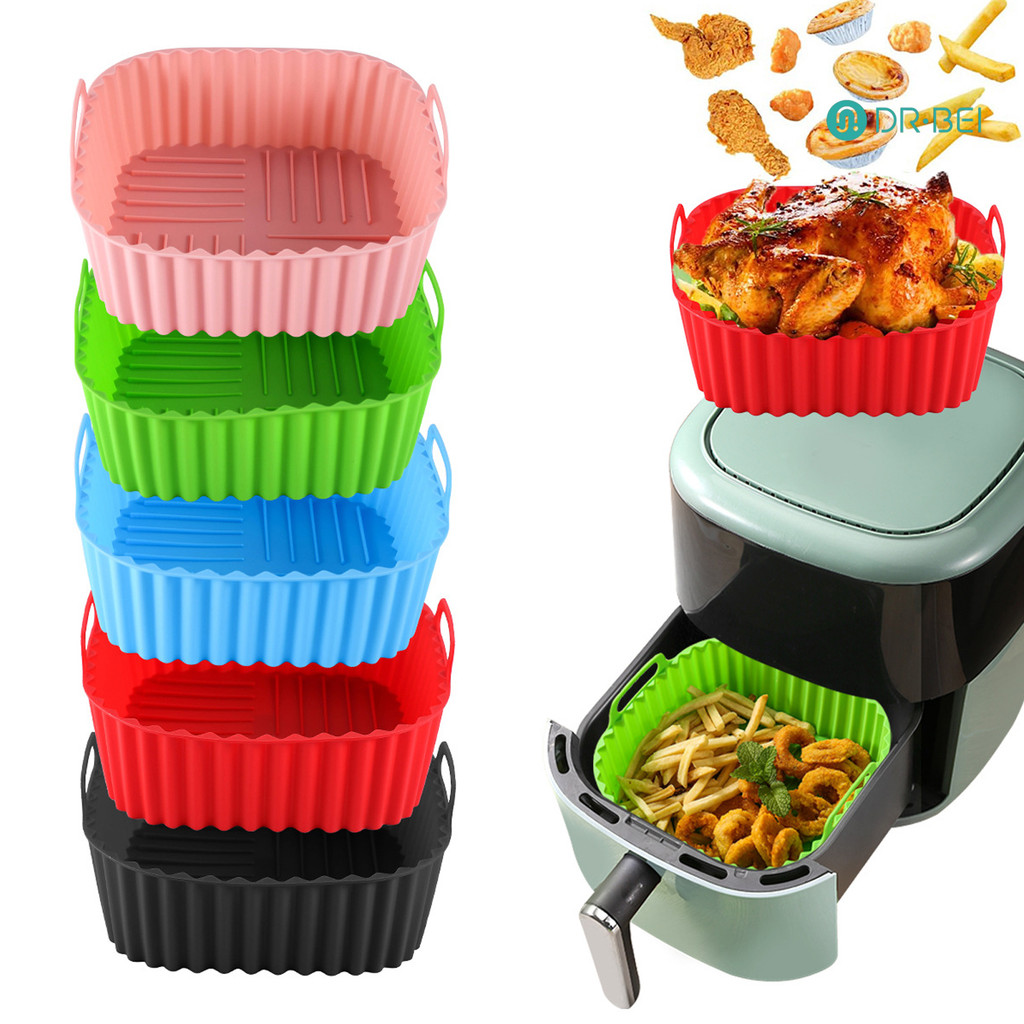 Dr.bei ซิลิโคน Air Fryer ตะกร้าถาดสแควร์ซิลิโคนแบบใช้ซ้ําได้สําหรับ 7QT Air Fryer BPA-Free Steamer เ