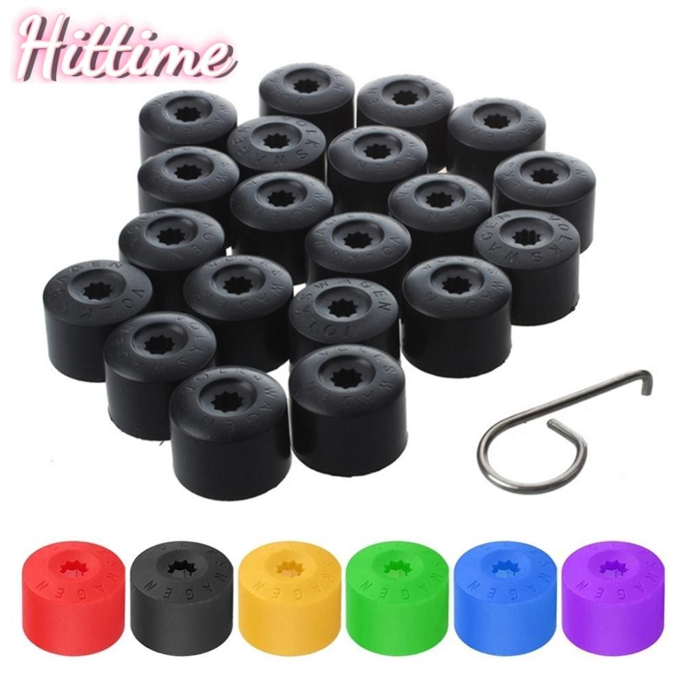 Hittime 20 ชิ้น 17 มิลลิเมตรฝาครอบล้อรถ Hub Nut Bolt ครอบคลุมหมวกสําหรับ Volkswagen VW Golf MK4 Auto