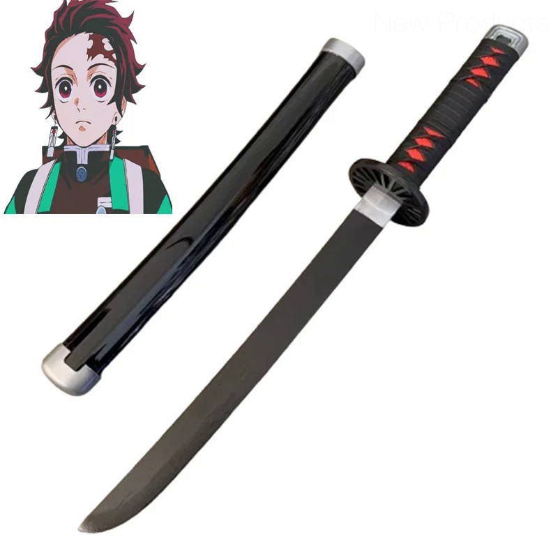 💝 Newest Kimetsu no Yaiba Cosplay Kamado Tanjirou 24inch Bamboo Assembled Katana Sword Role Play Dem