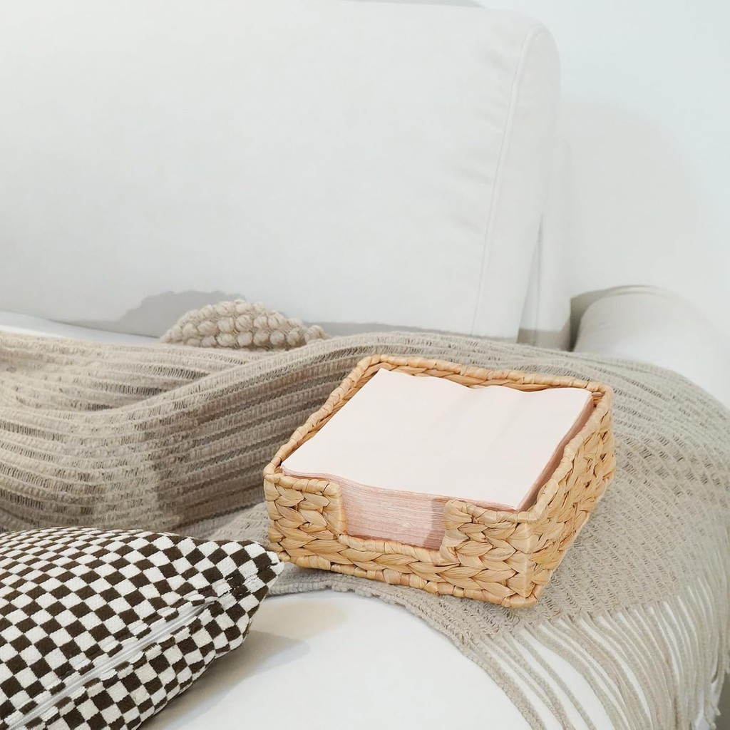 StorageWorks Water Hyacinth Napkin Holder, Wicker Baskets and Serving Tray for Kitchen, Rattan Napkin Holders for Tables ราคา ถูกที่สุด ดีลบีเคเค แกลเลอรีภาพที่ 6
