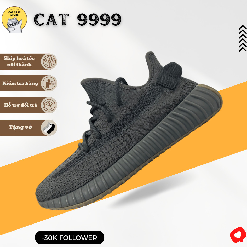 รองเท้า Yz Boost 350 V2 Cinder, Yz 350 Full Black - CAT 9999 STORE