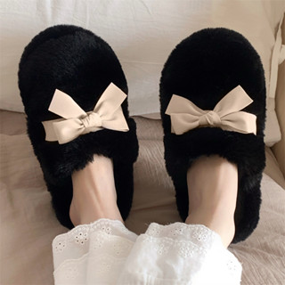 Xitiao รองเท้าแตะตุ๊กตาหวาน Bowknot รองเท้าแตะผ้าฝ้ายสุภาพสต…