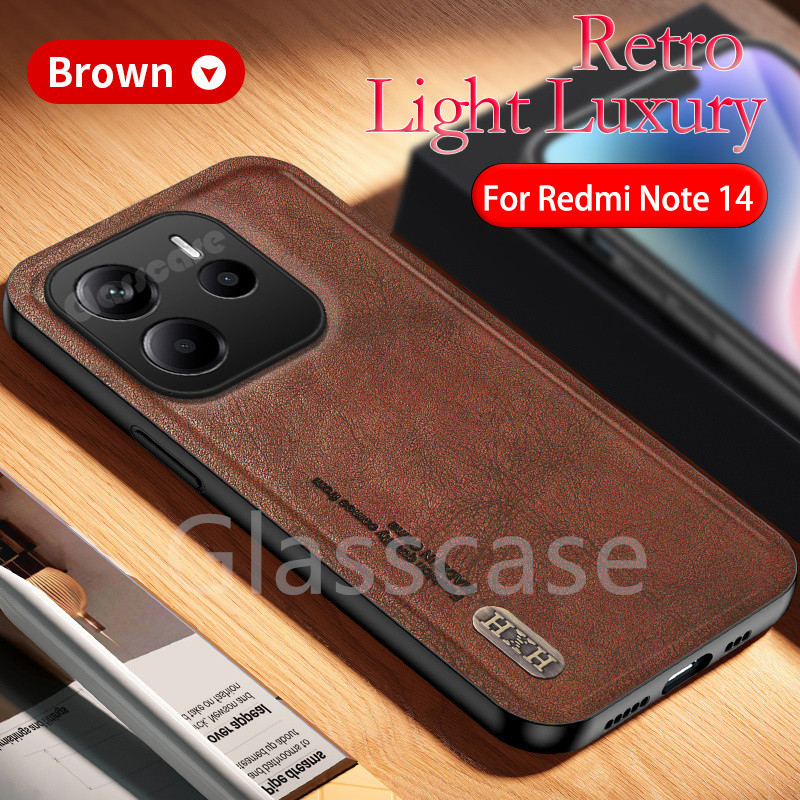ปลอกสําหรับ Redmi หมายเหตุ 14 1 4 pro plus 14pro 14pro + 14proplus Note14 Note14pro Retro Matte หนัง TPU ซิลิโคนเคสโทรศัพท์ผู้ถือเลนส์ป้องกันเต็มรูปแบบกันกระแทกปลอกปกหลัง