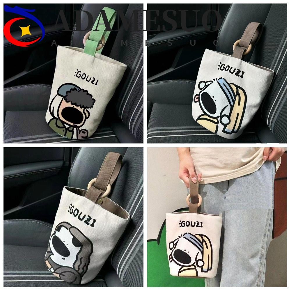 Adamesuo กระเป๋าผ้าแคนวาส, พิมพ์การ์ตูนการ์ตูน Tote Bag, กระเป๋าอาหารกลางวันจดหมายหวานความจุขนาดใหญ่พิมพ์กระเป๋าถือผ้าใบช้อปปิ้ง