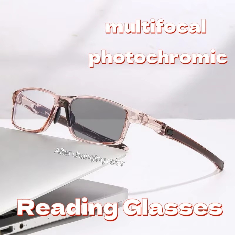 Tr90 ซูมอัตโนมัติ Progressive Multifocal แว่นตาอ่านหนังสือ Anti Blue Light เปลี่ยนสีแว่นตาสายตายาวแว่นตาอเนกประสงค์