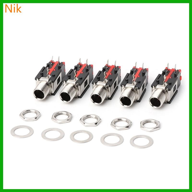 บ.น.ค.ต.ศ. 5PCS 6 35mm 1 4 2Pin Female o Stereo Phone Jack Headphone Socket Connector