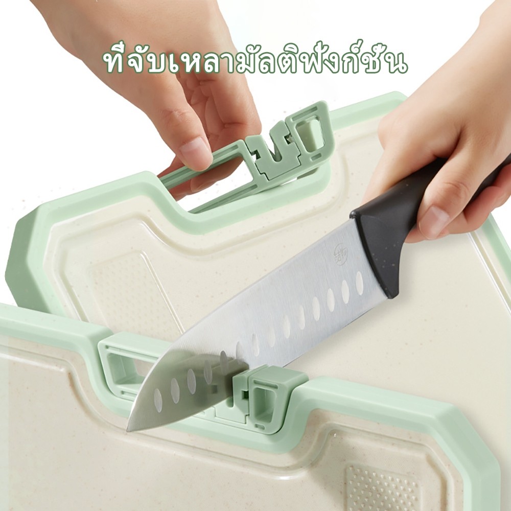 เขียงหน้าเรียบ เขียง ใช้ได้สองด้าน เขียงสแตนเลส 304สแตนเลส ป้องกันแบคที  ecowin เขียงพลาสติก เขียงอเ