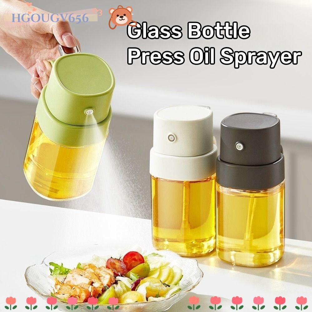 Hgougv656 ขวดสเปรย์น้ํามัน, 6.8oz/ 200ml เครื่องพ่นน้ํามันแบบพกพา, แกดเจ็ตในครัวที่ทนทานกดขวดแก้วน้ํามันมะกอก Mister สําหรับการปรุงอาหาร