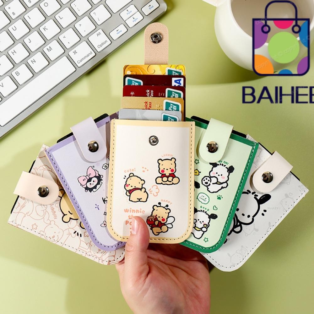 ที่ใส่บัตร BAIHEE, กระเป๋าการ์ดแบบดึงได้แบบบาง, กระเป๋าสตางค์ Sanrio อะนิเมะหลายช่องสําหรับผู้หญิง