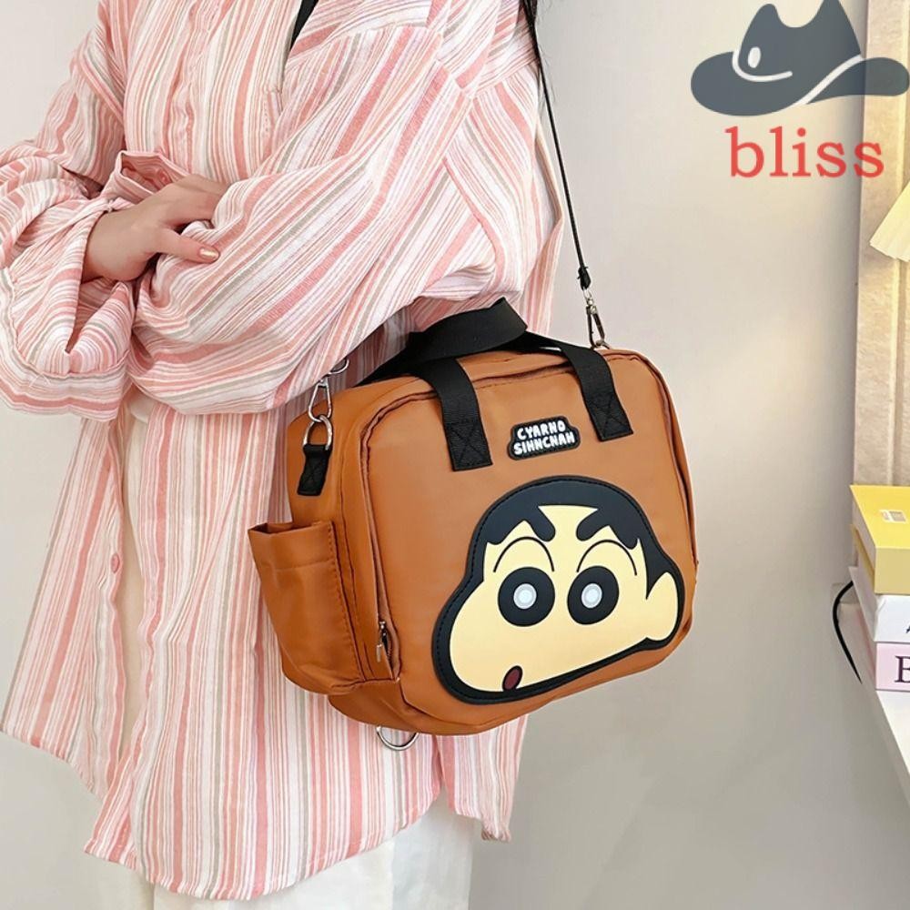 Bliss Crayon Shin-Chan กระเป๋าเป้สะพายหลัง,Crossbodyกระเป๋าสินค้าขนาดเล็กกระเป๋าผ้าใบ,ตลกป้ายกระเป๋าเก็บกระเป๋าจี้กระเป๋าซิปอะนิเมะกระเป๋าสะพายกระเป๋าเดินทาง