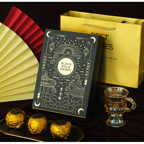 กล่องเค้ก ขนมไหว้พระจันทร์ 6 ช่องหลุม moonblack (MOON196)