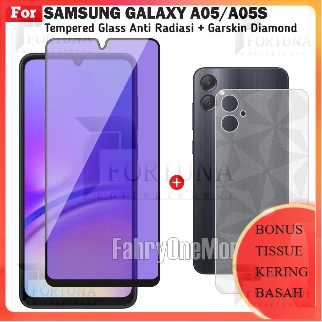 LAYAR [ FORTUNA ] กระจกนิรภัย Samsung A05 A05s Blue Light ฟรีหน้าจอมือถือ Garskin Diamond