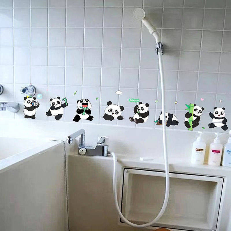 Waterproof Creative Stickers Cartoon Cute Panda Stickers Casual Bathroom Bathroom Tile Glass Toilet 