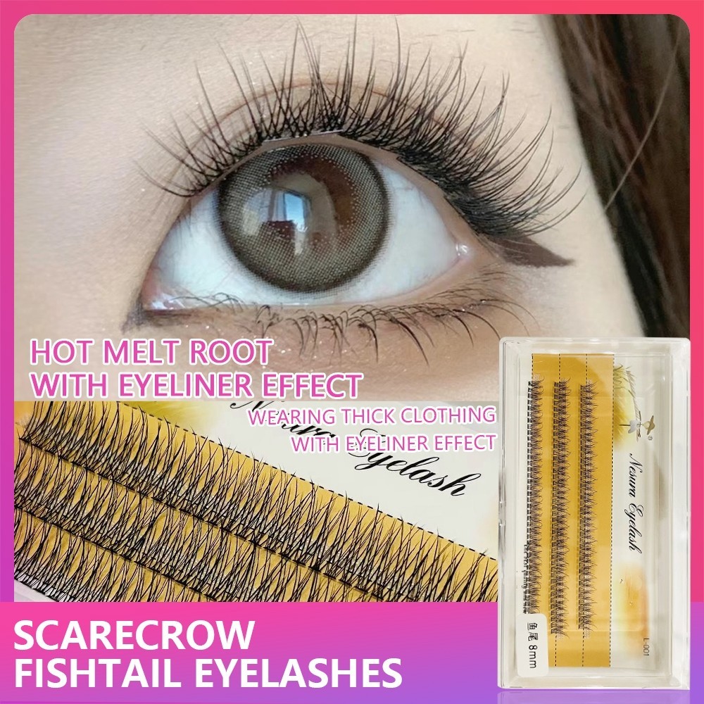 ขนตาปลอมทรงหางปลา 8mm-14mm ขนตาปลอมช่อ, ขนตาปลอมหนาเป็นธรรมชาติ, อุปกรณ์แต่งหน้า, ต่อขนตาFishtail shape false eyelashes