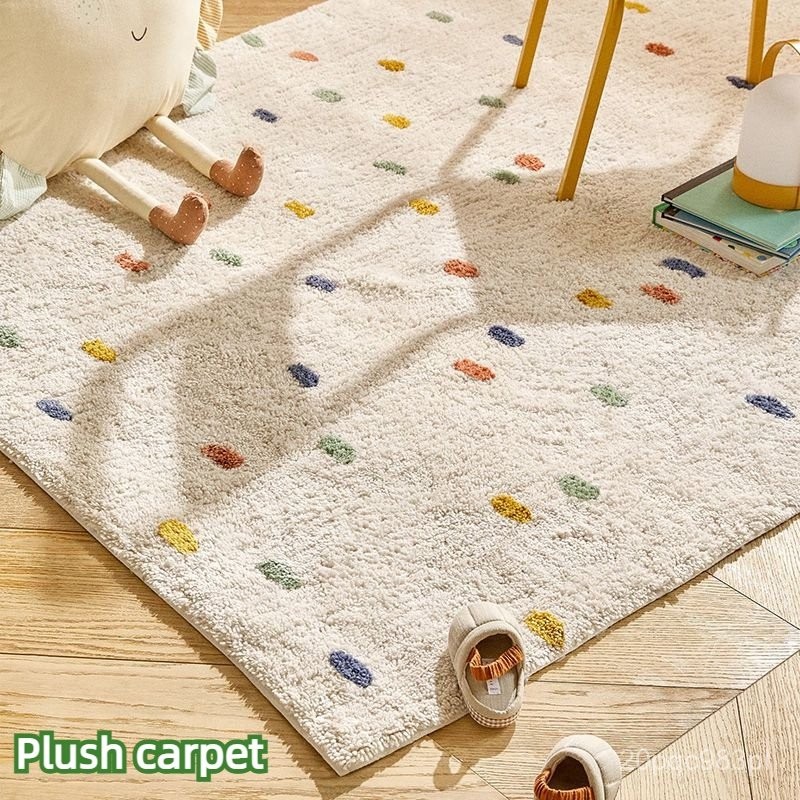 Colorful Polka Dot Imitation Cashmere Carpet Bedroom Thickened Bedside Carpet Children's Crawling Ca