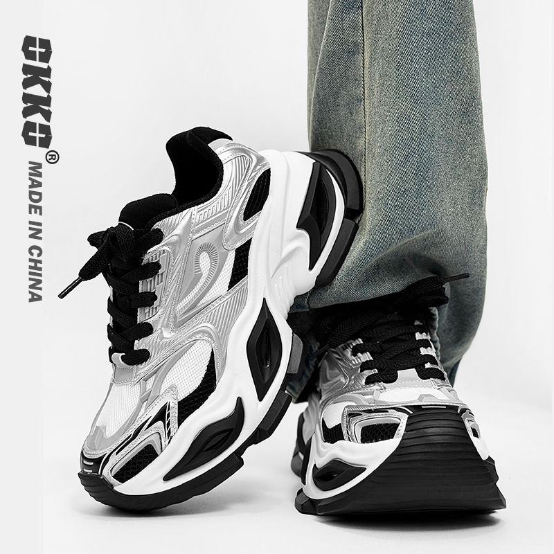 /รองเท้าพ่อตาแมวสีแพนด้า OKKO แฟชั่นรองเท้าลำลองที่หลากหลาย ระบายอากาศได้ รองเท้าพื้นหนาเพิ่มความสูง